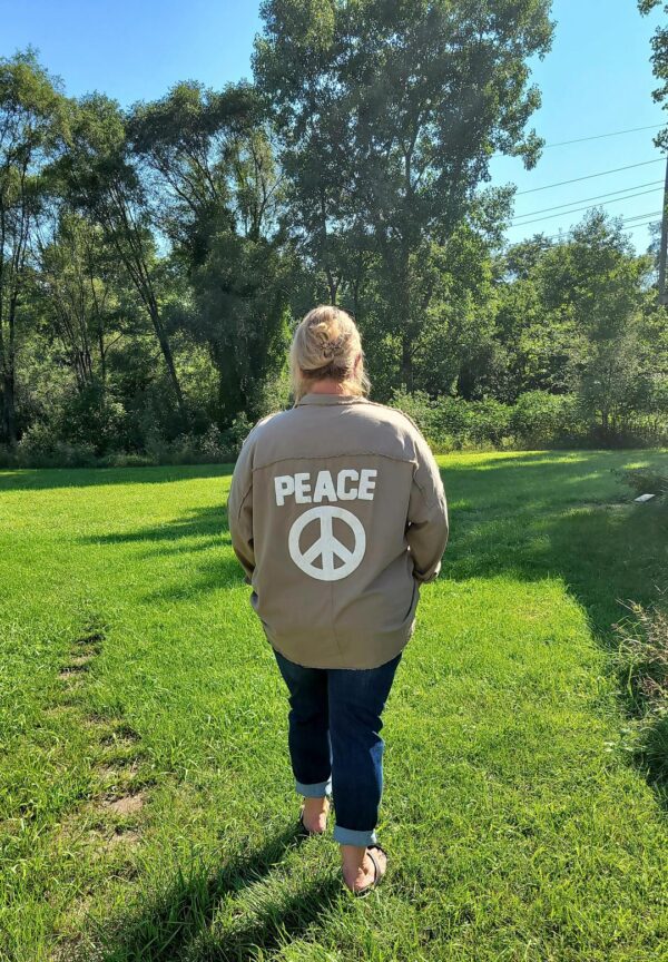 Product Image for  Peace Sign Shacket – Army Green