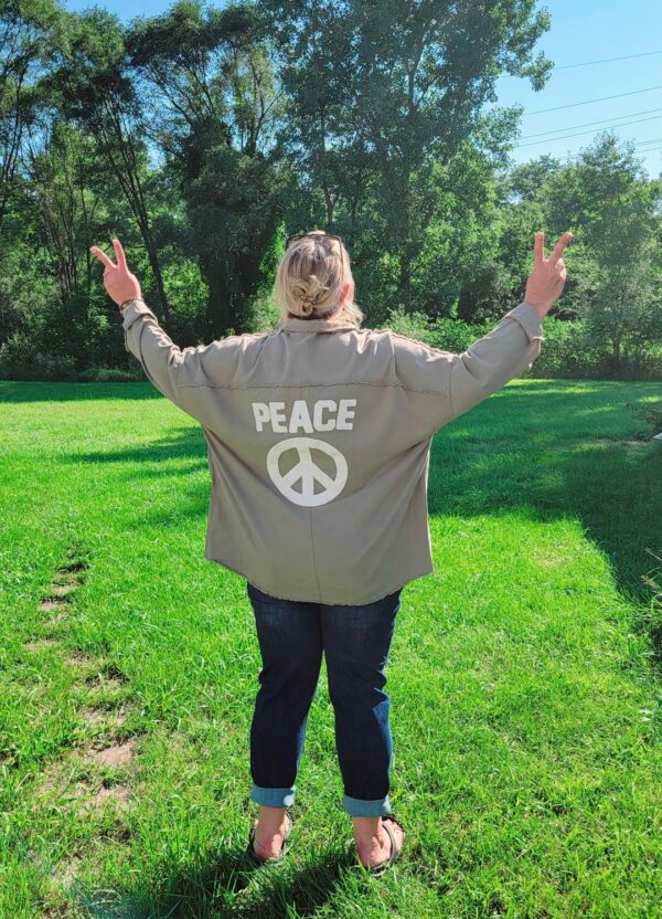 Product Image for  Peace Sign Shacket – Army Green