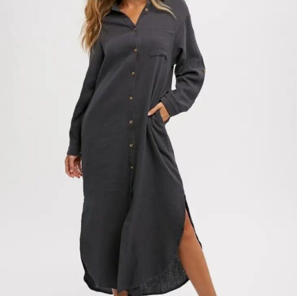 Product Image for  Gauze Long Shirt Dress- 2 Colors