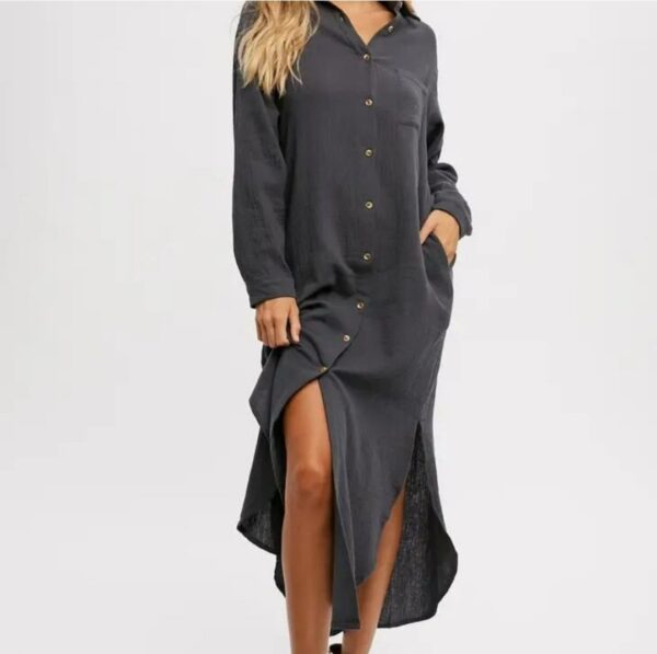 Product Image for  Gauze Long Shirt Dress- 2 Colors