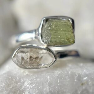 Product Image for  Moldavite & Herkimar Diamond Ring