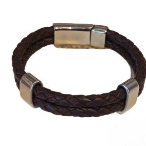 Product Image for  Men’s Double Leather Braid with Stainless Steel Band