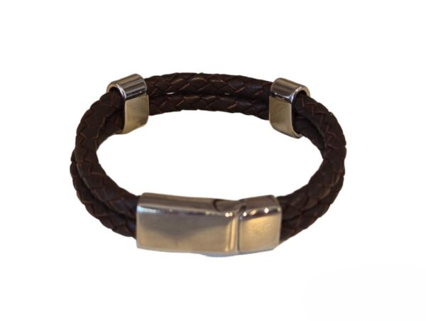 Product Image for  Men’s Double Leather Braid with Stainless Steel Band