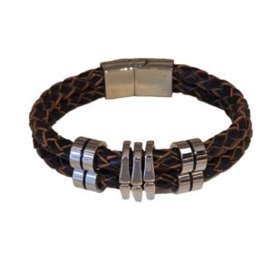 Product Image for  Men’s Braided Leather and Stainless Steel Band