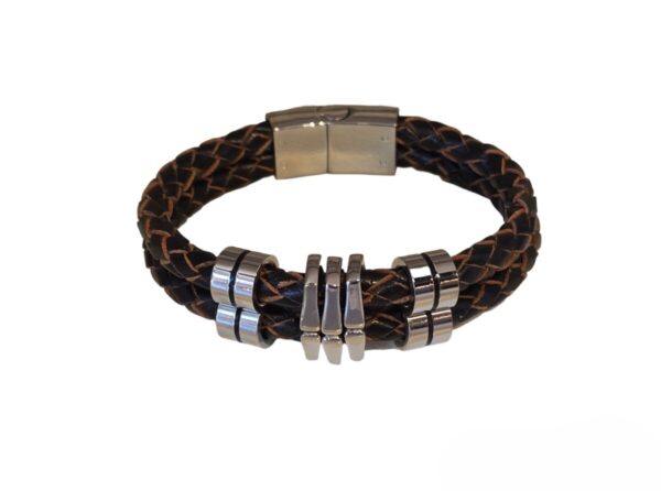 Product Image for  Men’s Braided Leather and Stainless Steel Band