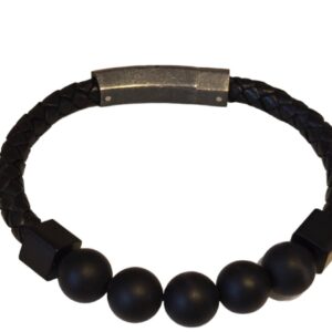 Product Image for  Men’s Braided Leather and Stone Bracelet