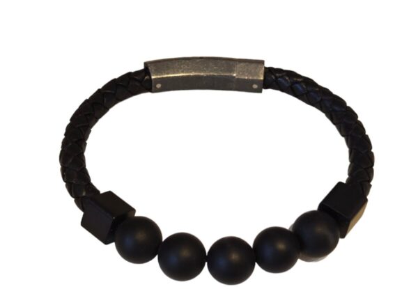 Product Image for  Men’s Braided Leather and Stone Bracelet