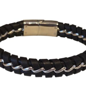 Product Image for  Men’s Leather & Stainless Steel Braided Band