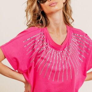 Product Image for  80’s Inspired Pink Tee with Crystal Accent