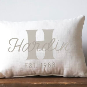 Product Image for  Neutral Last Name Initial Est. Pillow