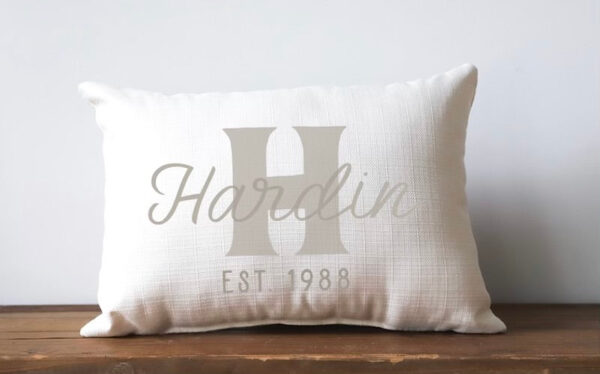 Product Image for  Neutral Last Name Initial Est. Pillow