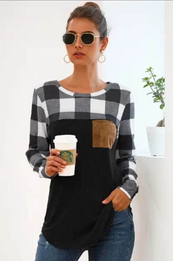 Product Image for  Plaid Patchwork Top- 2 colors