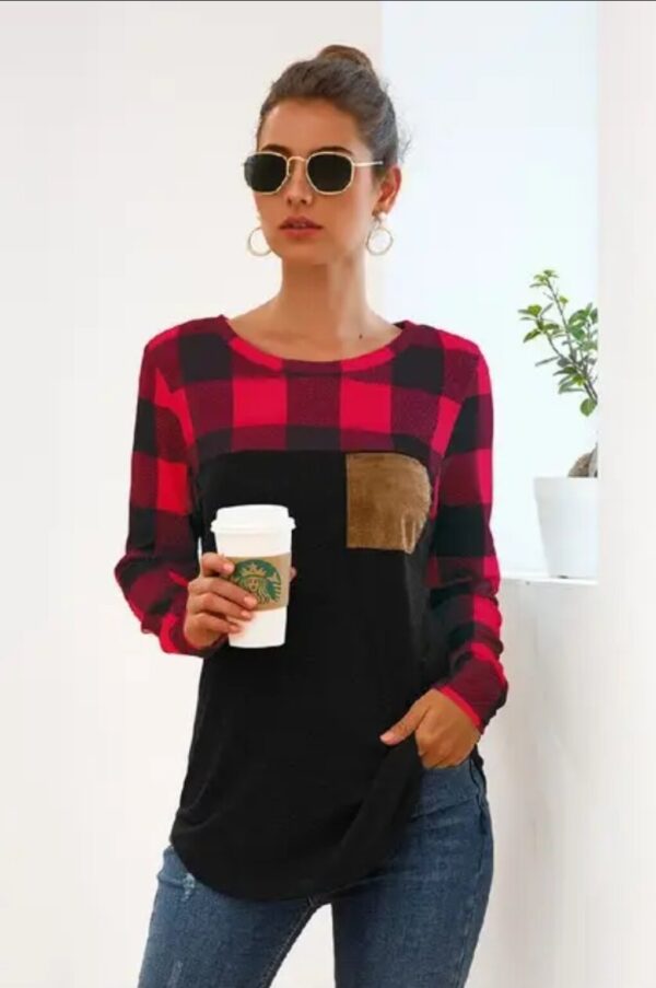 Product Image for  Plaid Patchwork Top- 2 colors