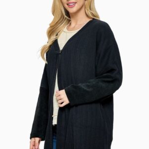 Product Image for  Black Ribbed One Button Cardigan