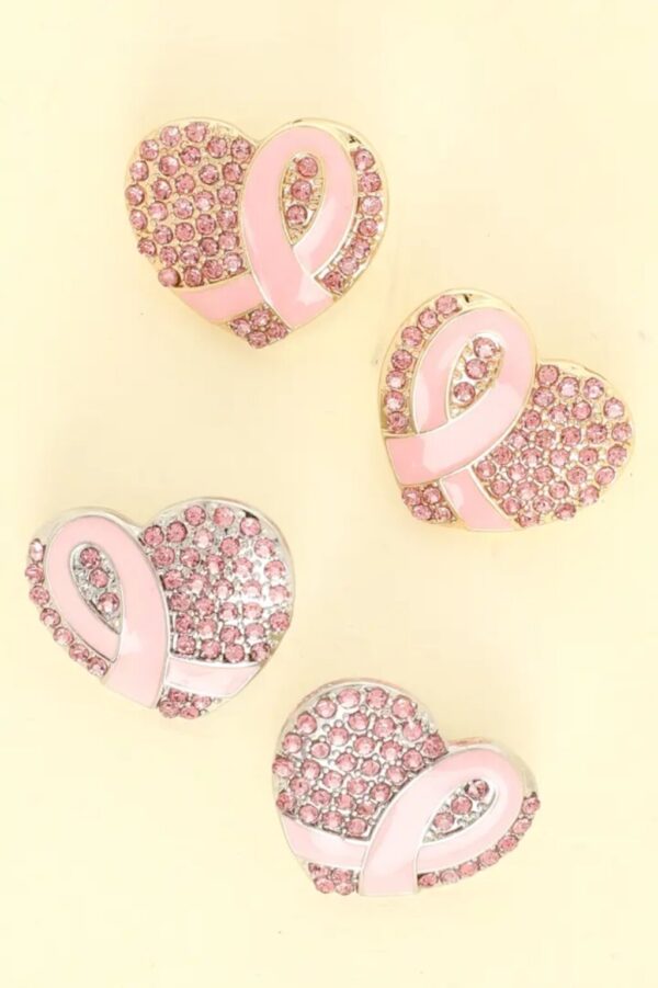 Product Image for  Breast Cancer Heart Earrings- Silver or Gold