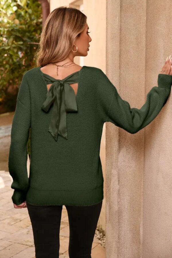 Product Image for  Satin Bow V-Neck Sweater