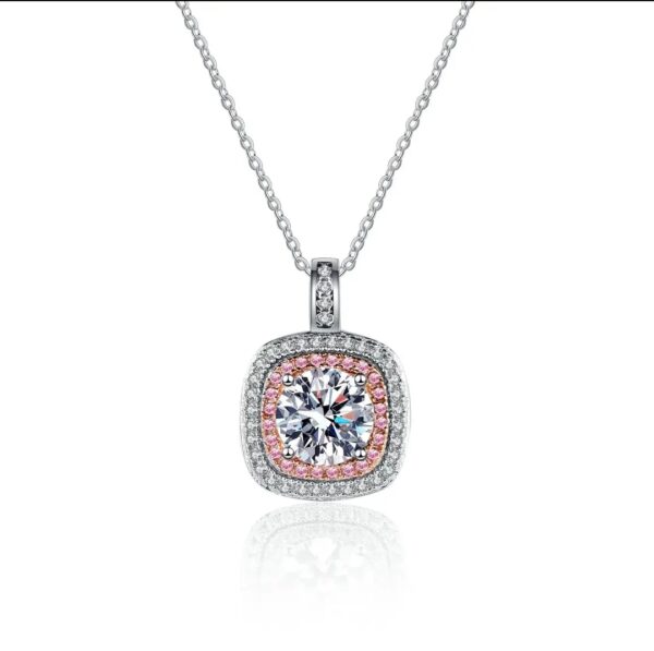 Product Image for  1ct Pink Moissanite Halo Pendant Necklace