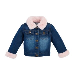 Product Image for  Pink Fur Trim Denim Jacket