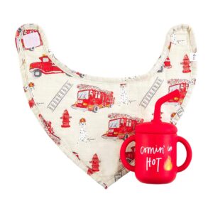 Product Image for  Fire Truck Silicone Cup & Bib Set