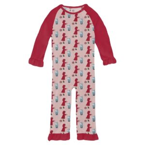 Product Image for  Print Long Sleeve Ruffle Raglan Romper in Baby Rose Little Red Let’s Be Friends