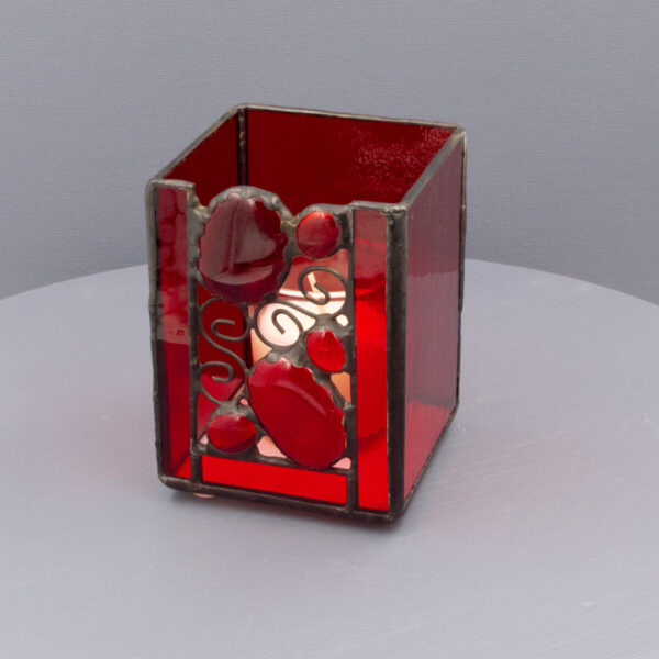 Product Image for  RED STAINED GLASS VOTIVE CANDLE HOLDER, KAREN WEGIENEK, SKU KVX5RED