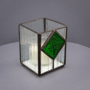 Product Image for  CLEAR WITH GREEN STAINED GLASS VOTIVE CANDLE HOLDER, KAREN WEGIENEK, SKU KVX4