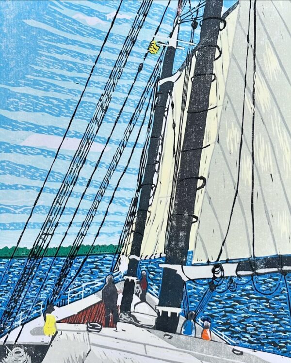 Product Image for  “Tall Ship” Woodcut by Ben Bonsack SKU OR002