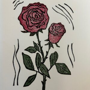 Product Image for  “Rose” Woodblock Print by Ben Bohnsack SKU OR017