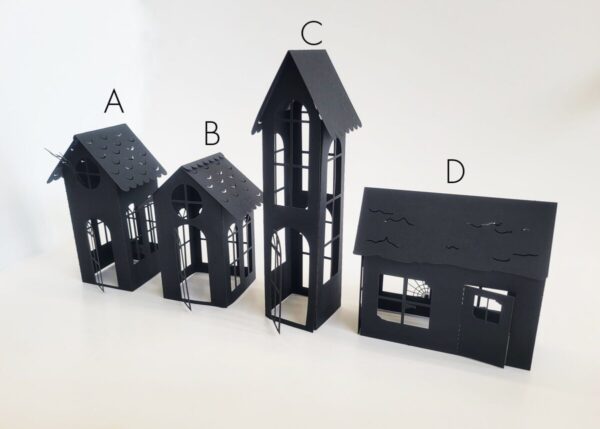 Product Image for  DIY Spooky House Paper Kit. Halloween Decor, perfect for an LED tealight! 8.5×11 cardstock sheet with easy to punch out shapes.