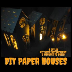 Product Image for  DIY Spooky House Paper Kit. Halloween Decor, perfect for an LED tealight! 8.5×11 cardstock sheet with easy to punch out shapes.