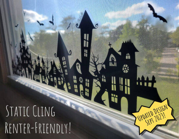 Product Image for  Spooky Town Static Cling for Renter-Friendly Halloween Window Decor. Screen Printed & contour cut in-house at InkBird Print Studio!