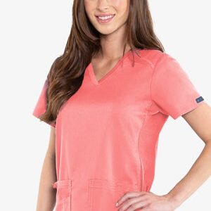 Product Image for  Med Couture 7459 Touch V-NECK SHIRTTAIL TOP – Coral