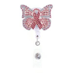 Product Image for  Pink Ribbon Butterfly Sparkle and Shine Rhinestone Badge Reel