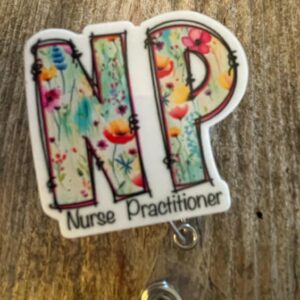 Product Image for  Badge Reel   Nurse Practiticioner Floral