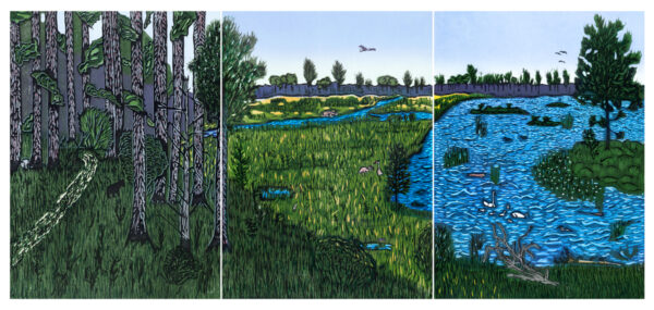 Product Image for  “Seney National Wildlife Refuge” Woodcut Triptych by Ben Bohnsack