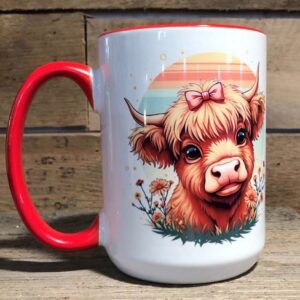 Product Image for  Highland Cow With Pink Bow 15 oz Coffee Mug