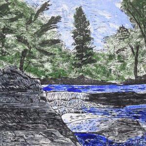 Product Image for  “Sturgeon River Rapids” Woodcut/Monotype combination by Ben Bohnsack